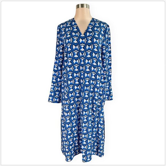 One Fifty Third Sample Piece Blue Printed Flowy Shift Tunic Dress NEW NWOT 2 - Picture 1 of 4